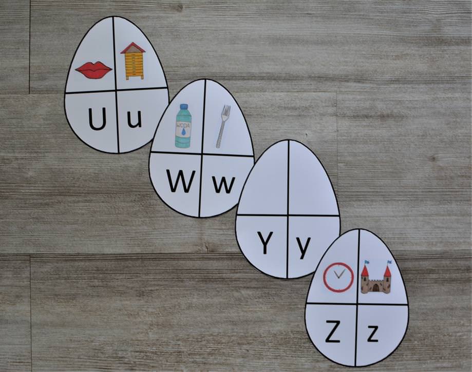 Wielkanocne jajka – puzzle i litery